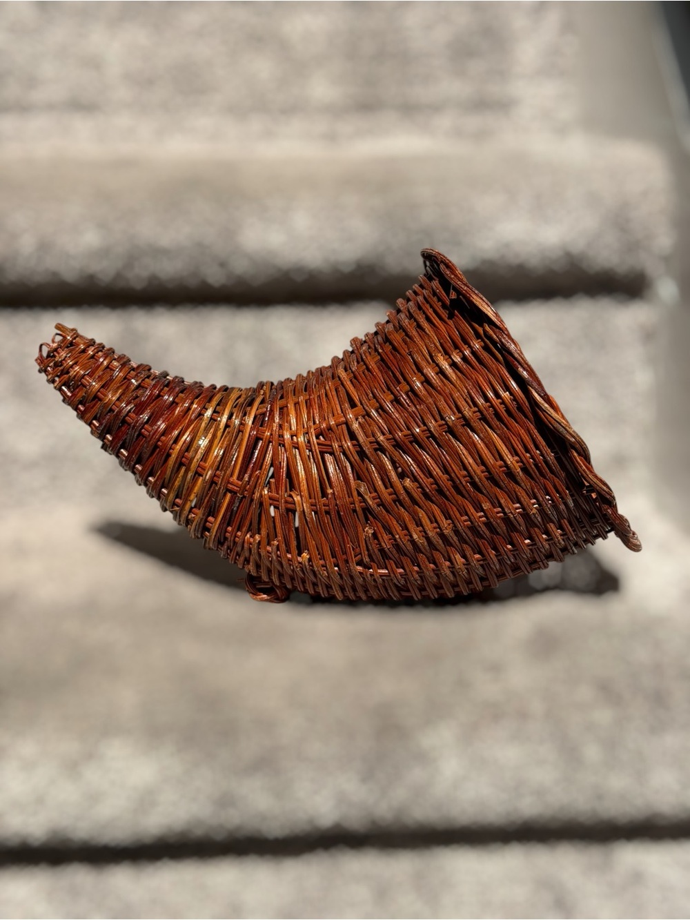 Vintage Wicker Cornucopia Horn of Plenty Basket Fall Thanksgiving Wall Decor - Picture 3 of 10